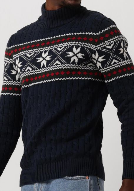 Blauwe SELECTED HOMME Coltrui SLHFLAKE LS KNIT CABLE HIGH NE - large