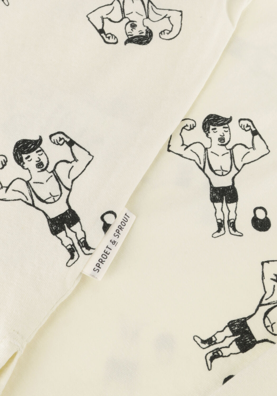 Sproet & Sprout Jongens Polo's & T-shirts T-shirt Pocket Strong Man Print Ecru