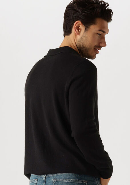 Zwarte LYLE & SCOTT Trui COTTON MERINO LONG SLEEVE KNITTED POLO - large