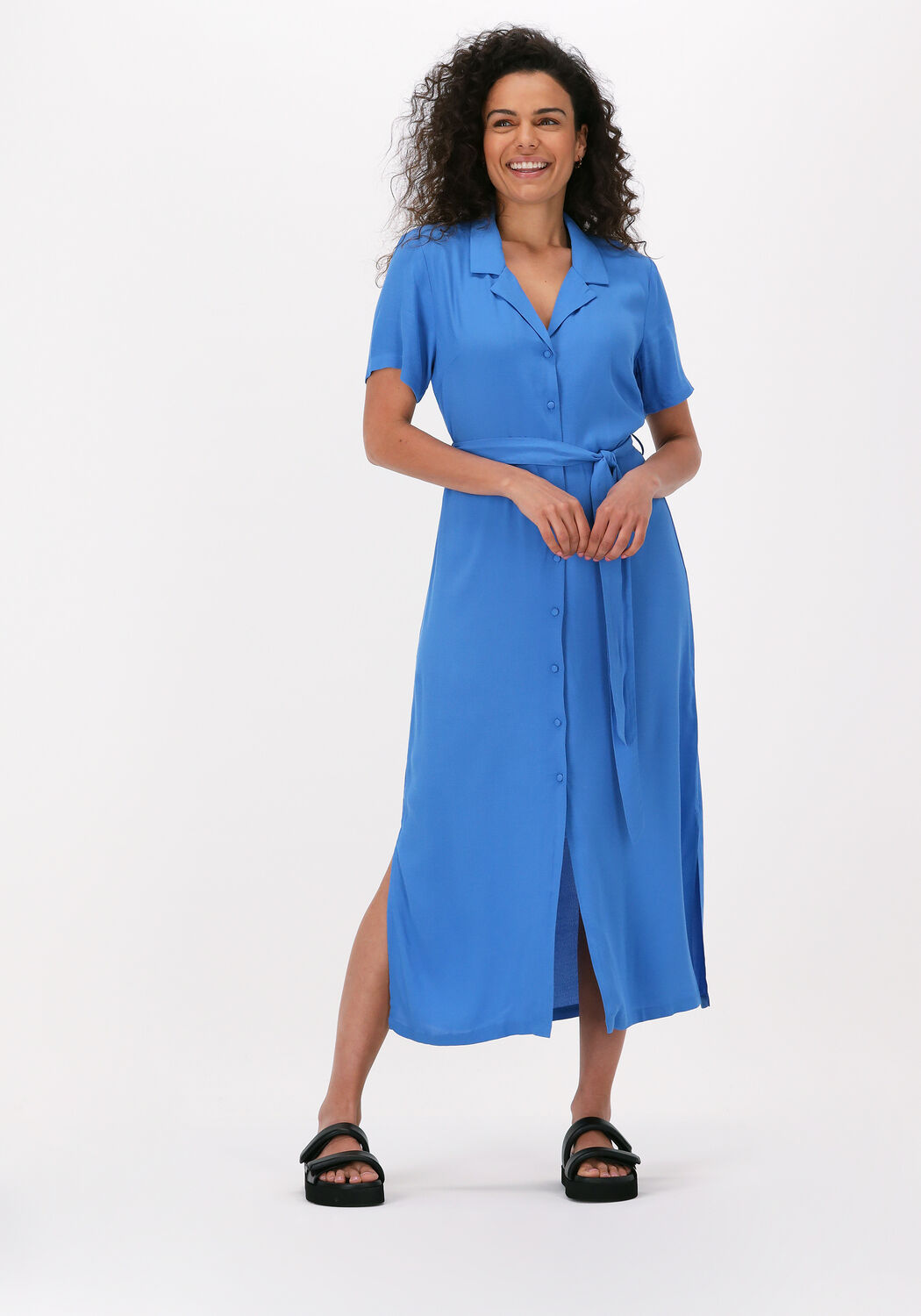 blauwe modstr m midi jurk palm dress