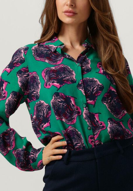 Donkergroene POM AMSTERDAM Blouses MILA FLOWER POP PINK - large
