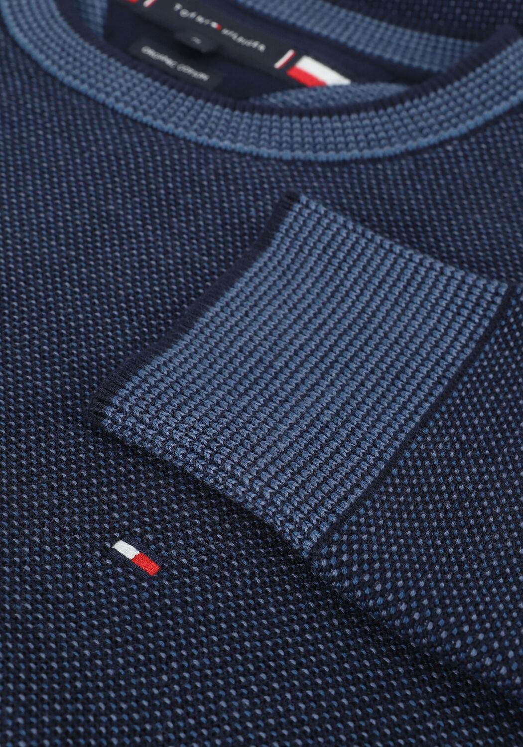 Donkerblauwe TOMMY HILFIGER Trui 3 TONE STRUCTURE CREW NECK - large