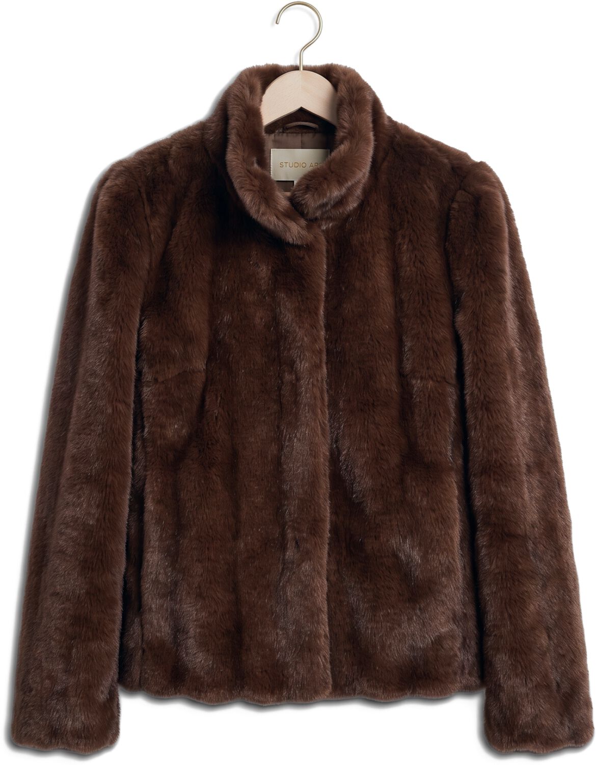 STUDIO AR Dames Jassen Soline Faux Mink Stripe Bruin
