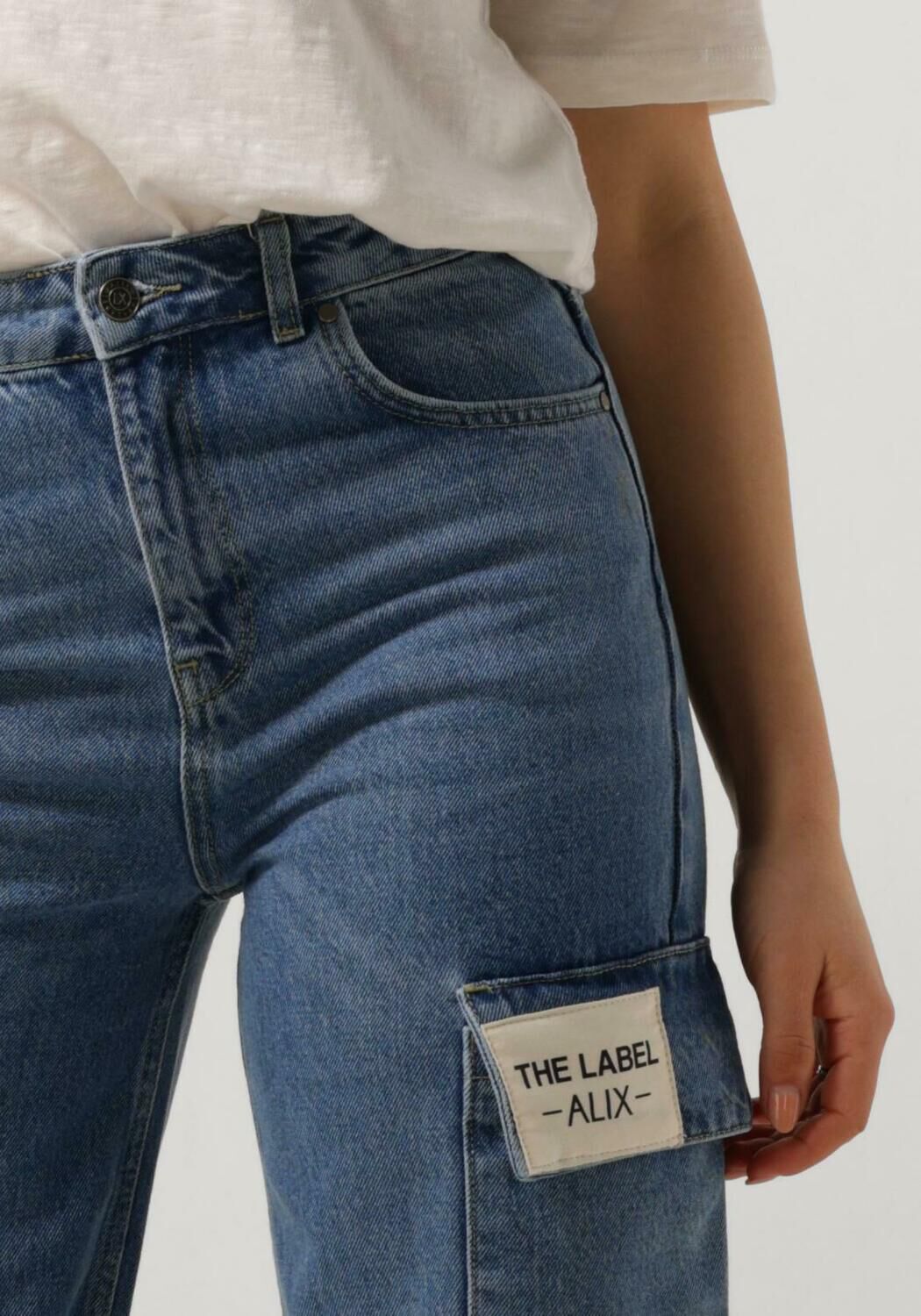 ALIX THE LABEL Dames Jeans Ladies Woven Denim Cargo Pants Blauw
