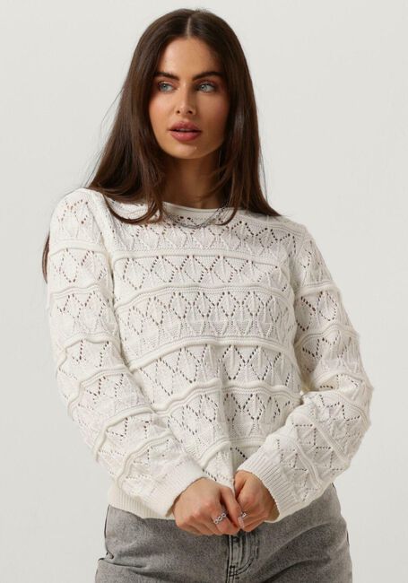 Witte OBJECT Trui OBJLIVA L/S O-NECK KNIT PULLOVER - large