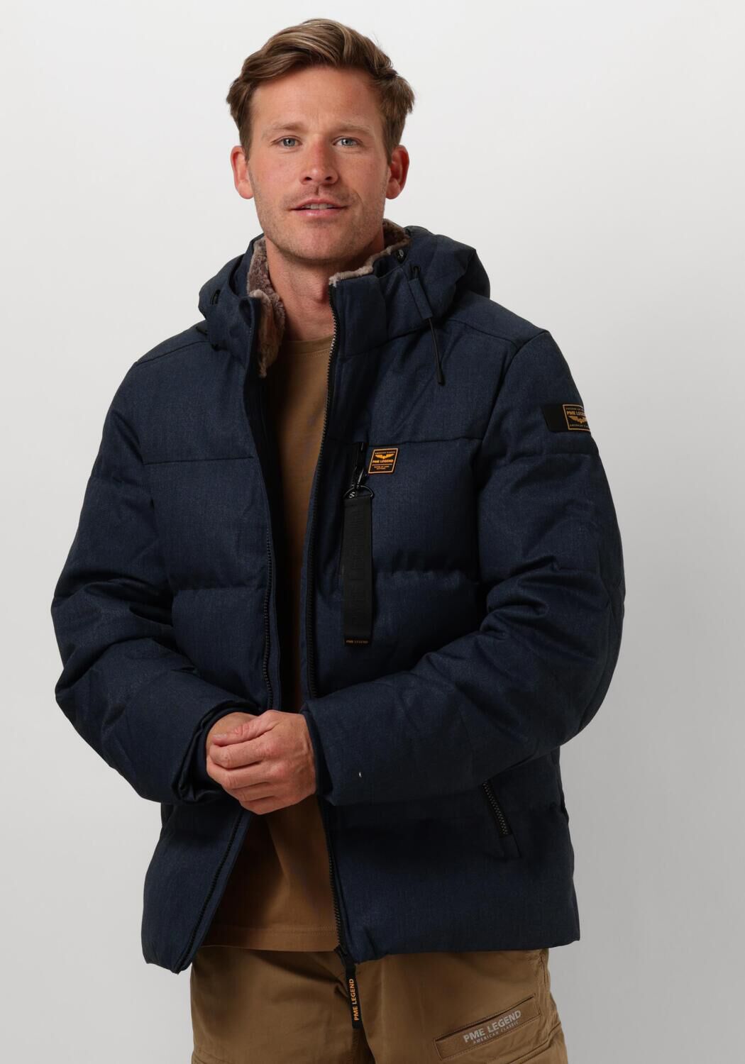 PME LEGEND Heren Jassen Semi Long Jacket Yetcraft Melange Twill Blauw