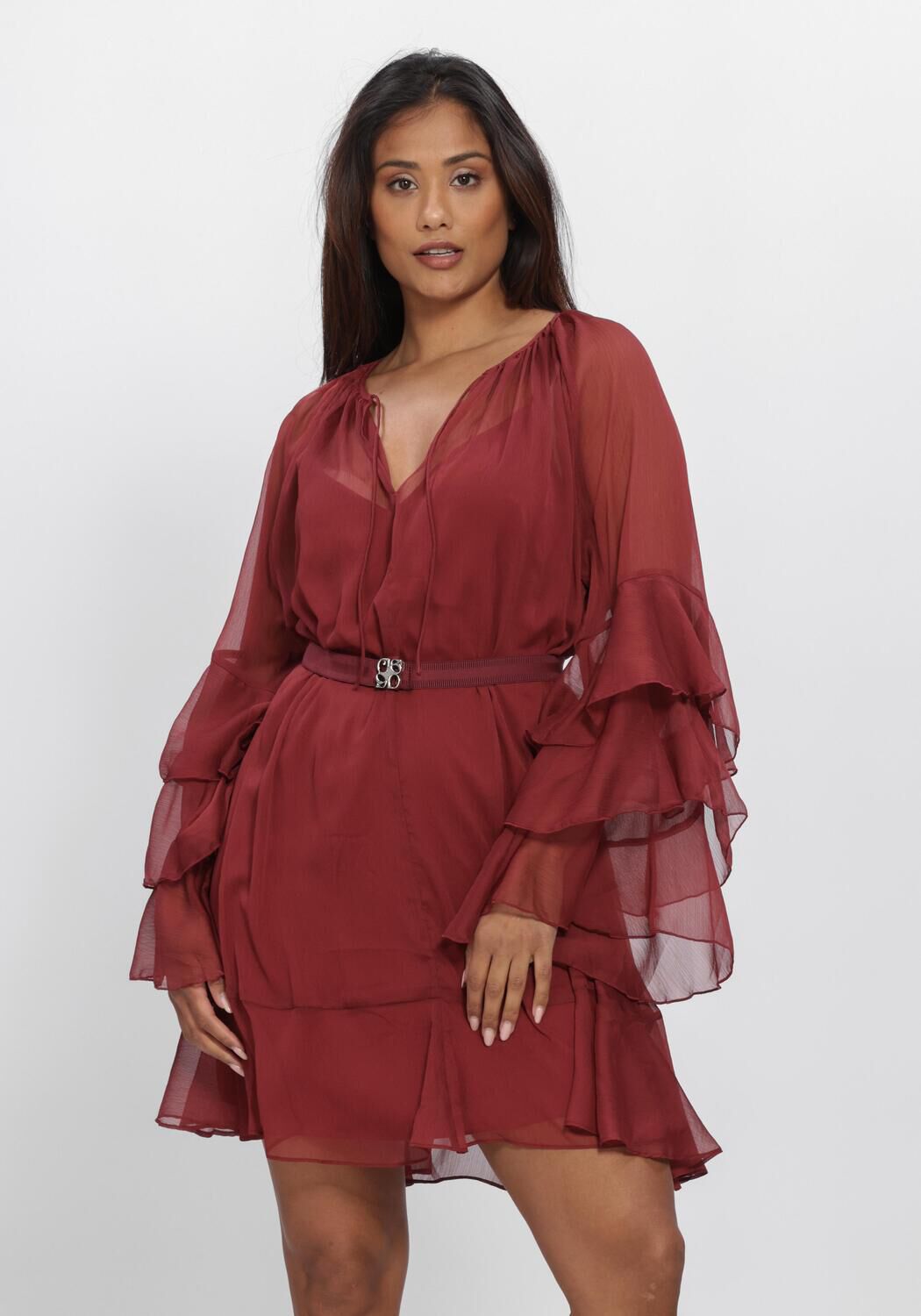 Bordeaux DANTE6 Mini jurk SOLSTICE BOHO CHIFFON SHORT DRESS - large