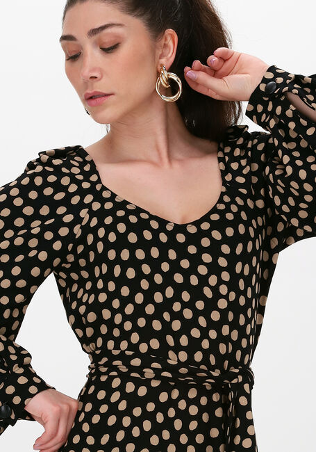 Zwarte JANSEN AMSTERDAM Midi jurk DRESS WIDE SLEEVE - large