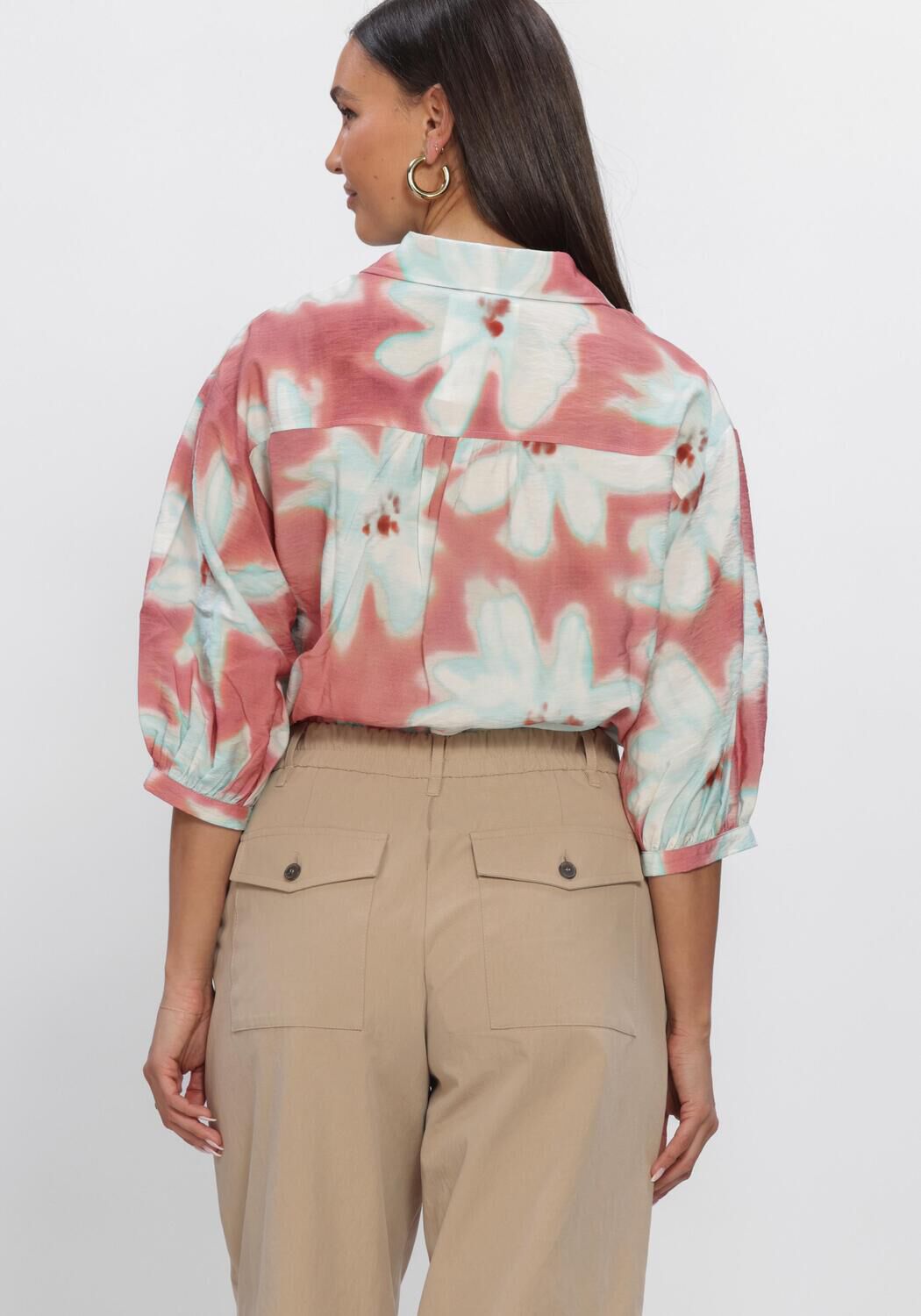 Multi JANSEN AMSTERDAM Blouses PIP BLOUSE WF 761 3/4 PUFFED SLEEVE WIDE FIT - large