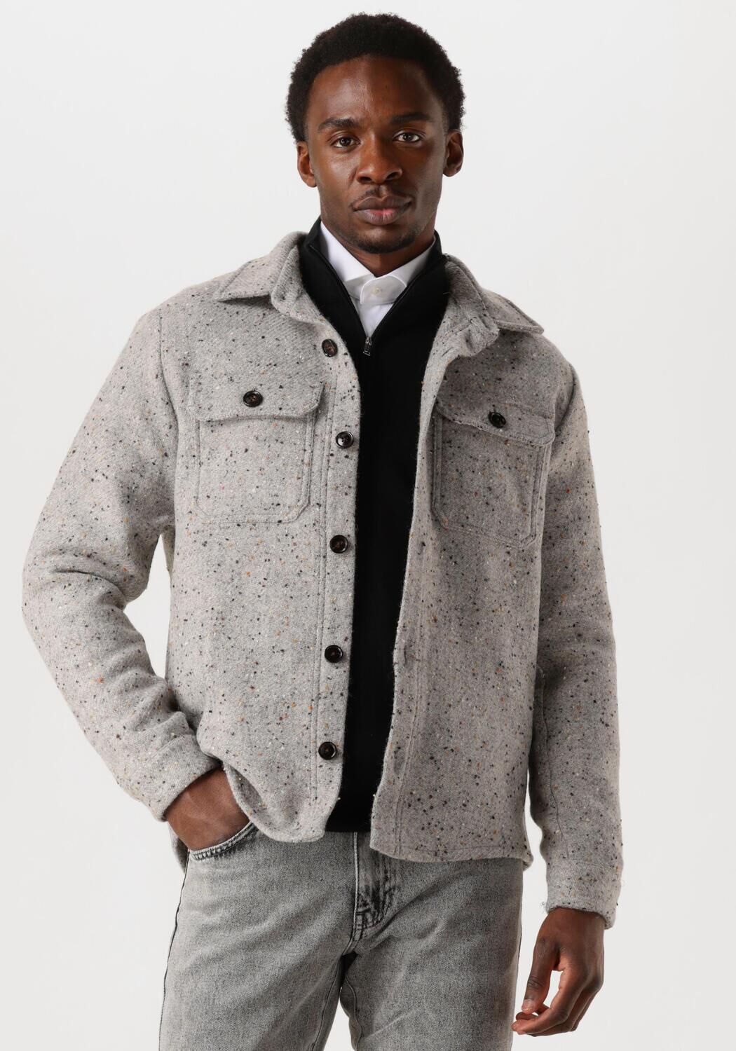 Profuomo Donegal Overshirt in Middengrijs Gray Heren