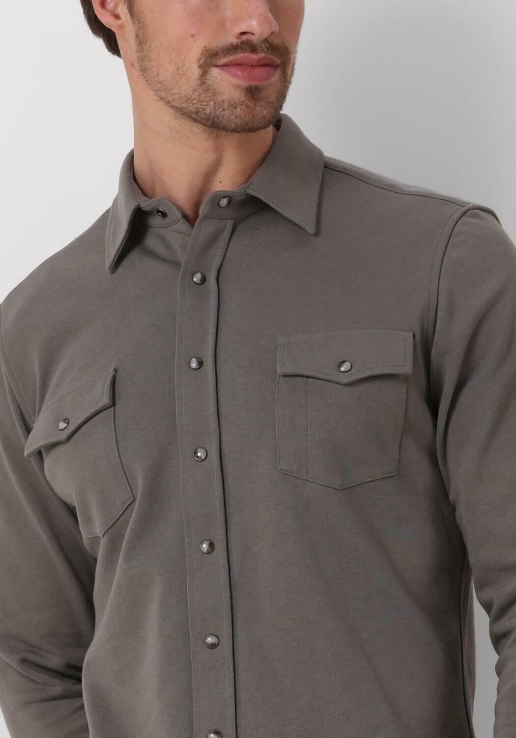 PROFUOMO Heren Overhemden Overshirt Wester Groen