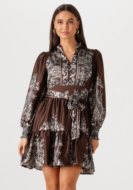 Bruine NEO NOIR Mini jurk MALFIDA PAISLEY BORDER DRESS - large
