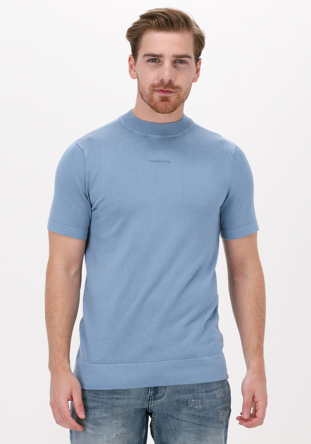 Witte heren t shirts met hoge boord sales