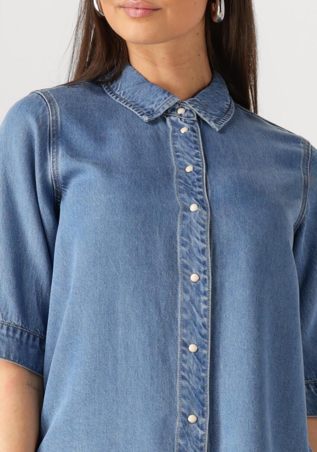OBJECT Dames Blouses Objframe 2 4 Re Denim Top Blauw