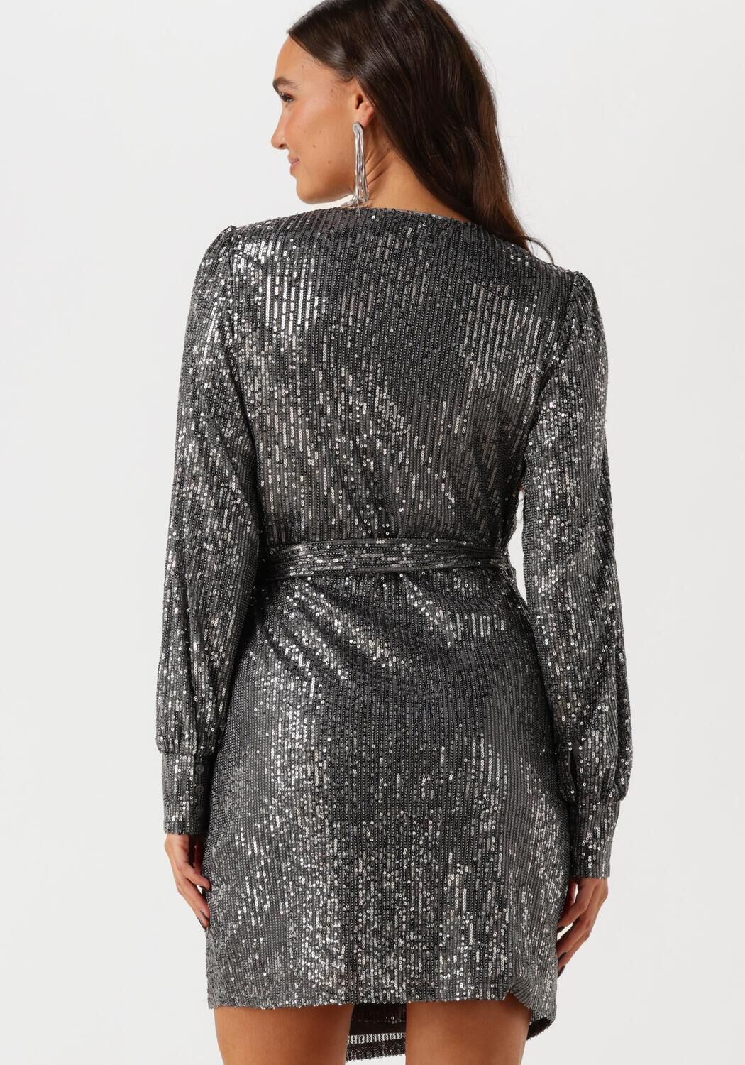 COLOURFUL REBEL Dames Jurken Xita Sequins Real Wrap Dress Zilver