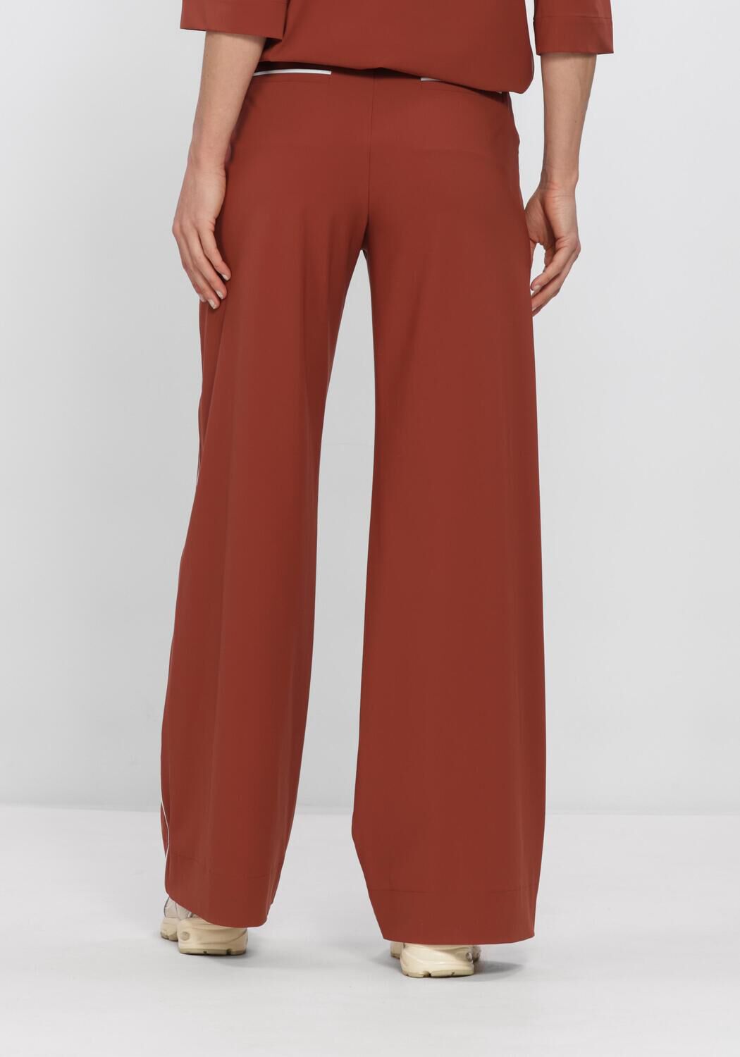 Bruine STUDIO ANNELOES Wijde broek LEXIE PIPING TROUSERS - large