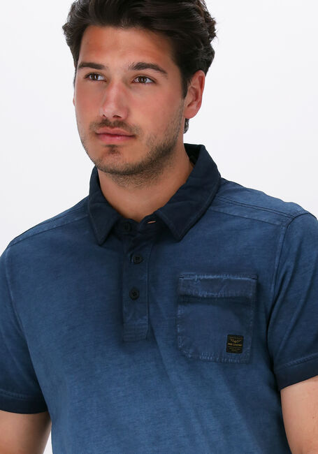 Donkerblauwe PME LEGEND Polo SHORT SLEEVE POLO LIGHT PIQUE COLD DYE - large