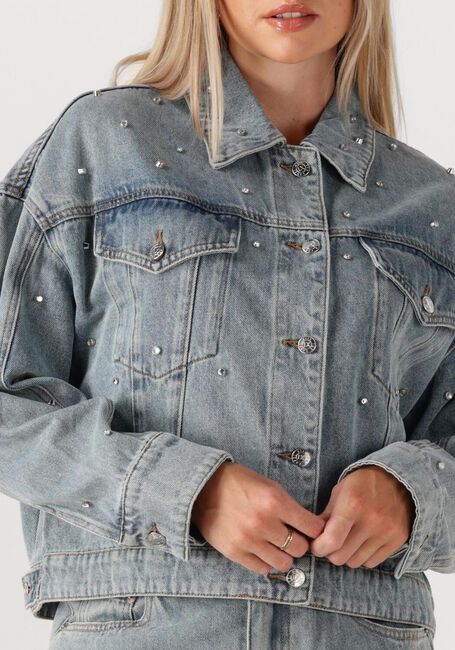 Blauwe ALIX THE LABEL Spijkerjas LADIES WOVEN EMBELLISHED DENIM JACKET - large