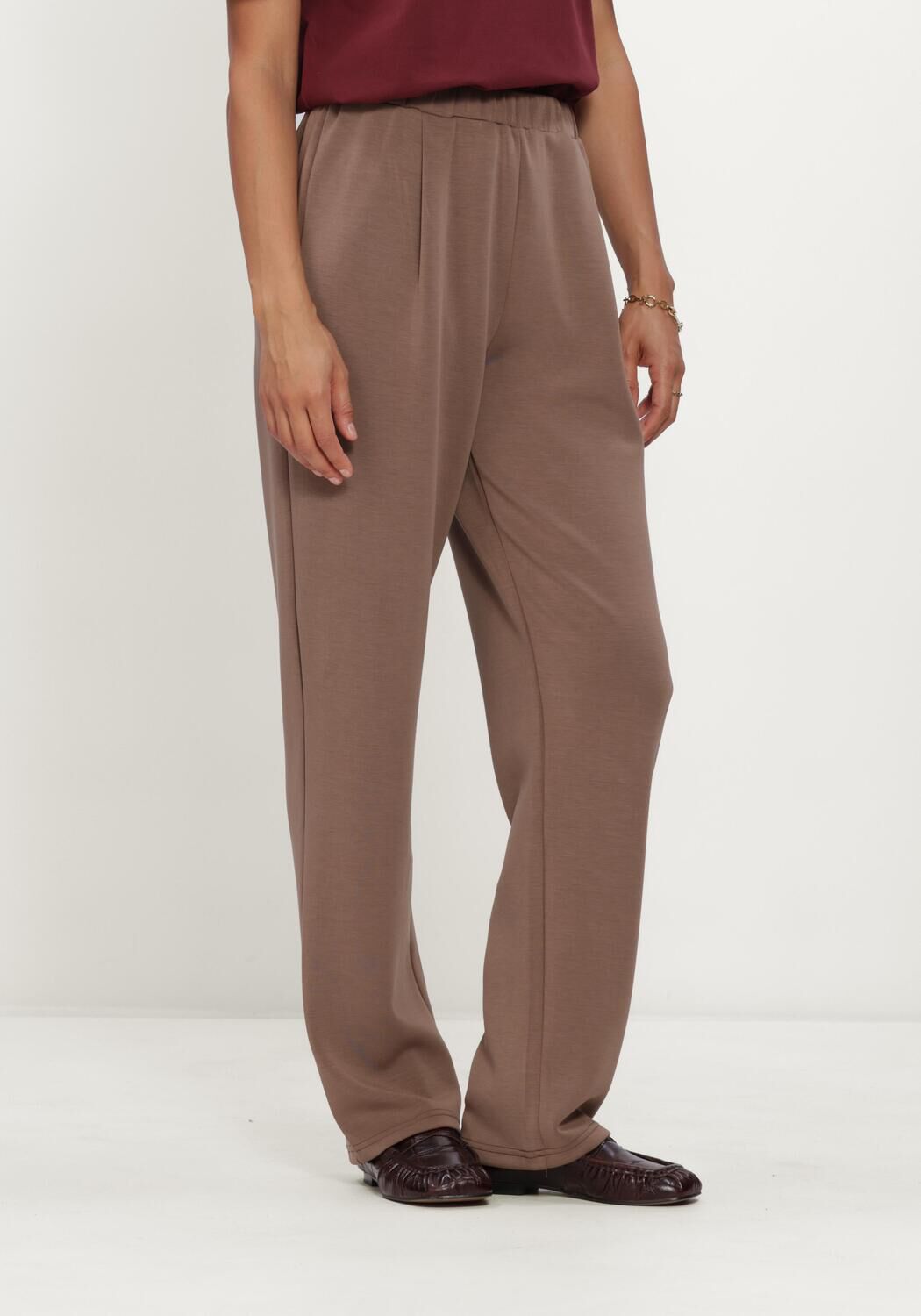 Taupe SELECTED WOMEN Wijde broek SLFTENNY HW PANT - large