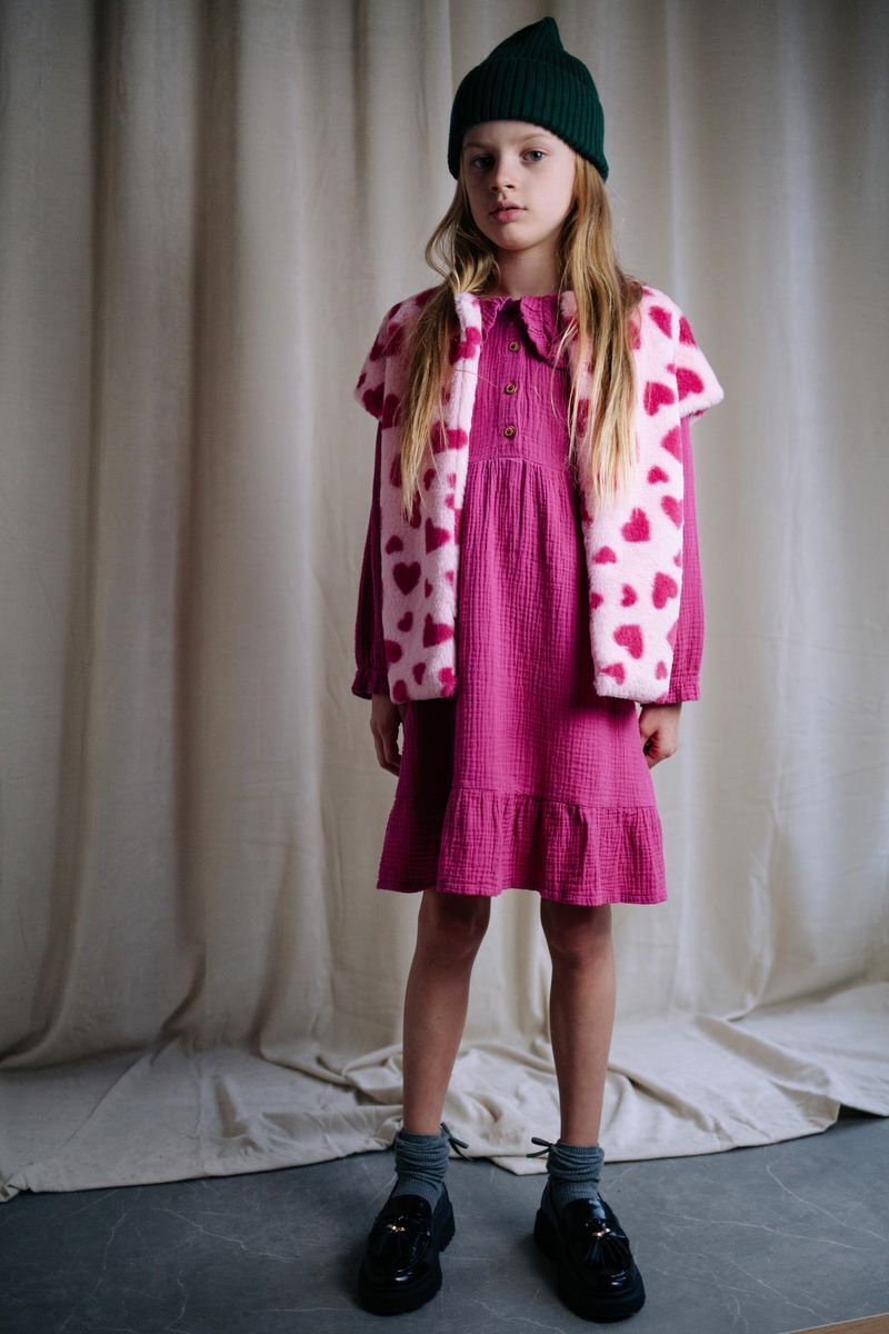 Roze DAILY BRAT Gilet HEART CRUSH TEDDY VEST - large