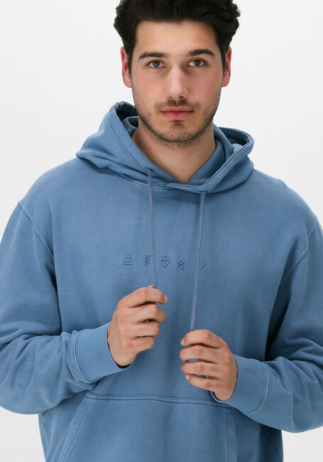 Blauwe EDWIN Sweater KATAKANA NATURAL HOODIE SWEAT - large