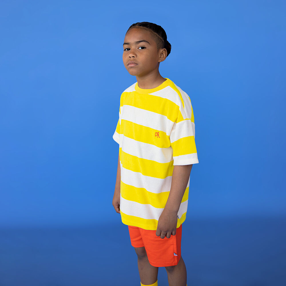 CARLIJNQ Jongens Polo's & T-shirts Stripes Yellow T-shirt Oversized Geel