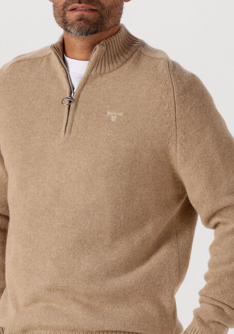 Beige BARBOUR Trui GRANGETWON HALF ZIP KNITTED JUMPER - large