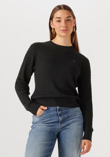 Zwarte TOMMY HILFIGER Trui CO CABLE FINE GG C-NK LS SWT - large
