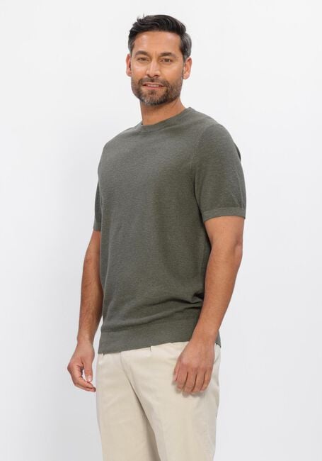 Groene PROFUOMO T-shirt T-SHIRT CREW NECK COTTON LINEN - large