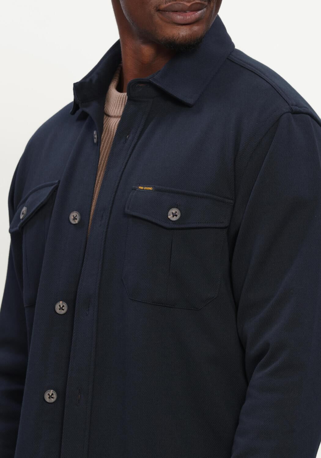 Donkerblauwe PME LEGEND Casual overhemd LONG SLEEVE SHIRT COMFORT HEAVY TWILL - large
