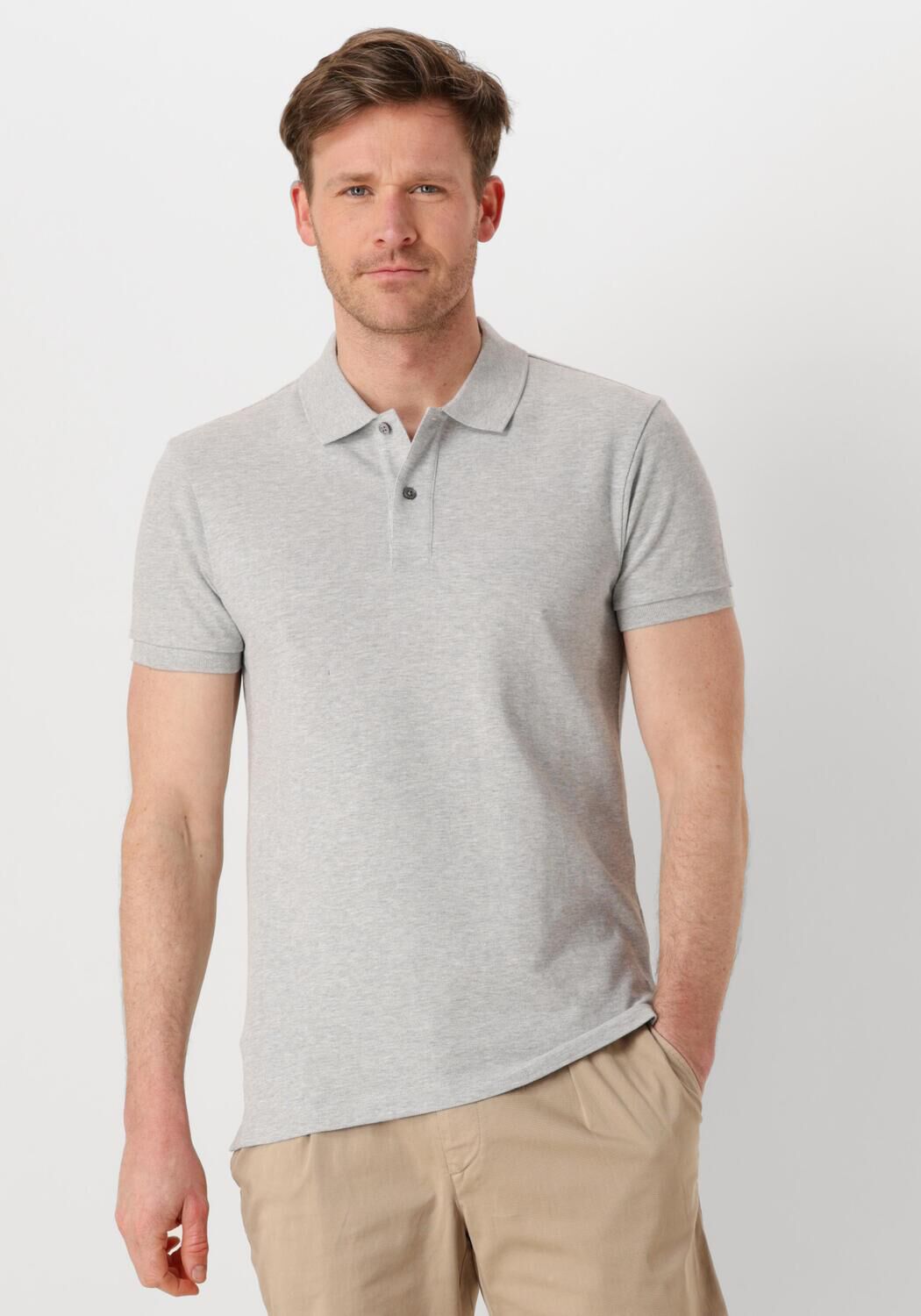PROFUOMO Heren Polo's & T-shirts Polo Short Sleeve Lichtgrijs
