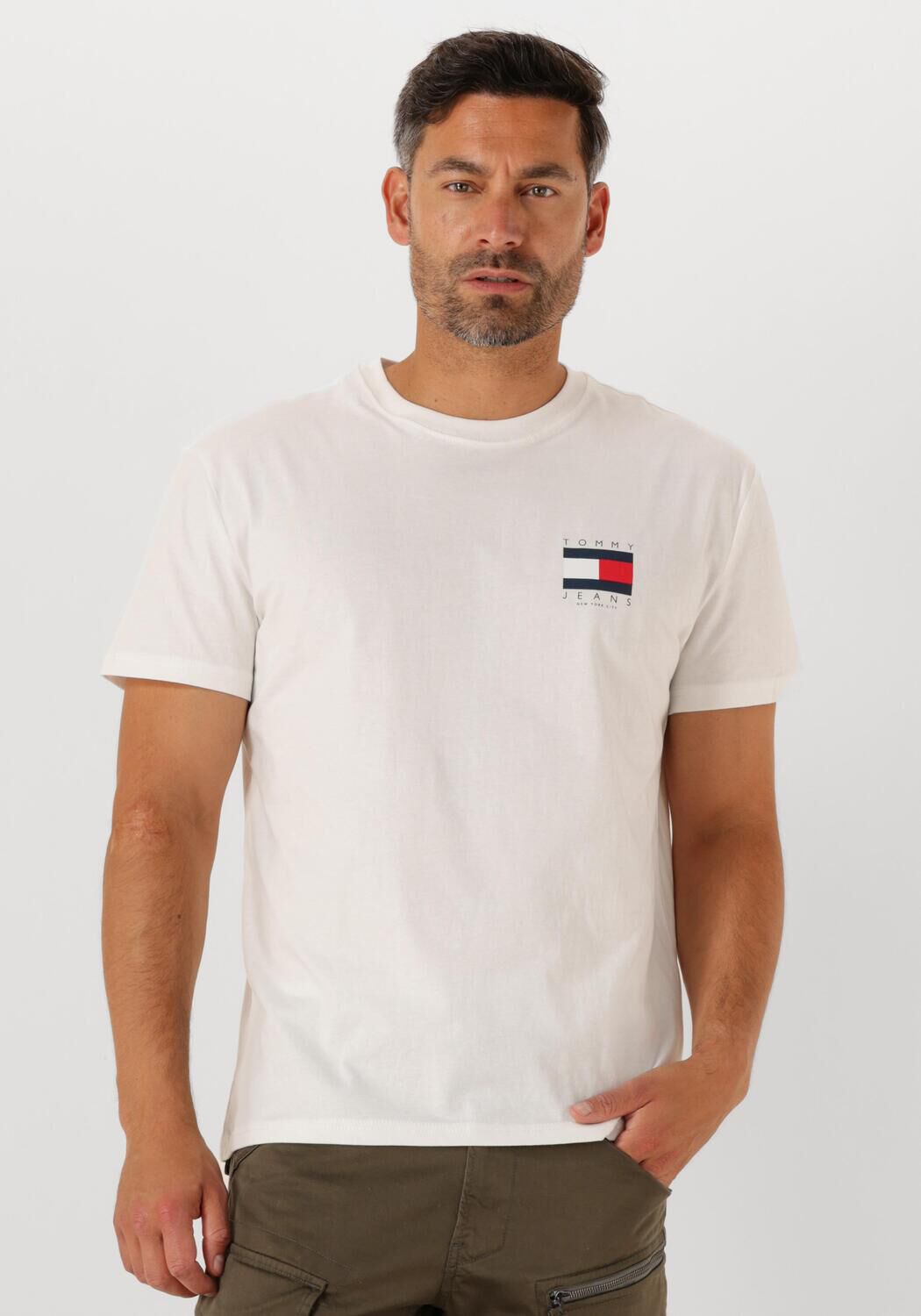 TOMMY JEANS Heren Polo's & T-shirts Tjm Reg Flag Graph Bckorint T Ext Ecru