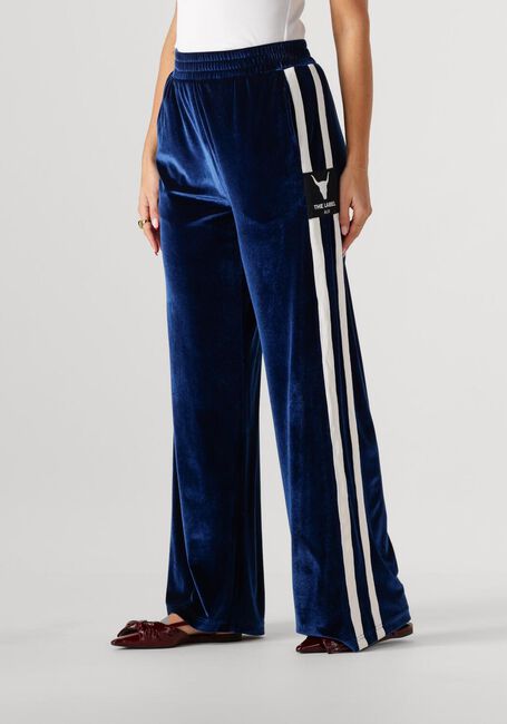 Blauwe ALIX THE LABEL Wijde broek LADIES WOVEN VELVET SPORTY PANTS - large