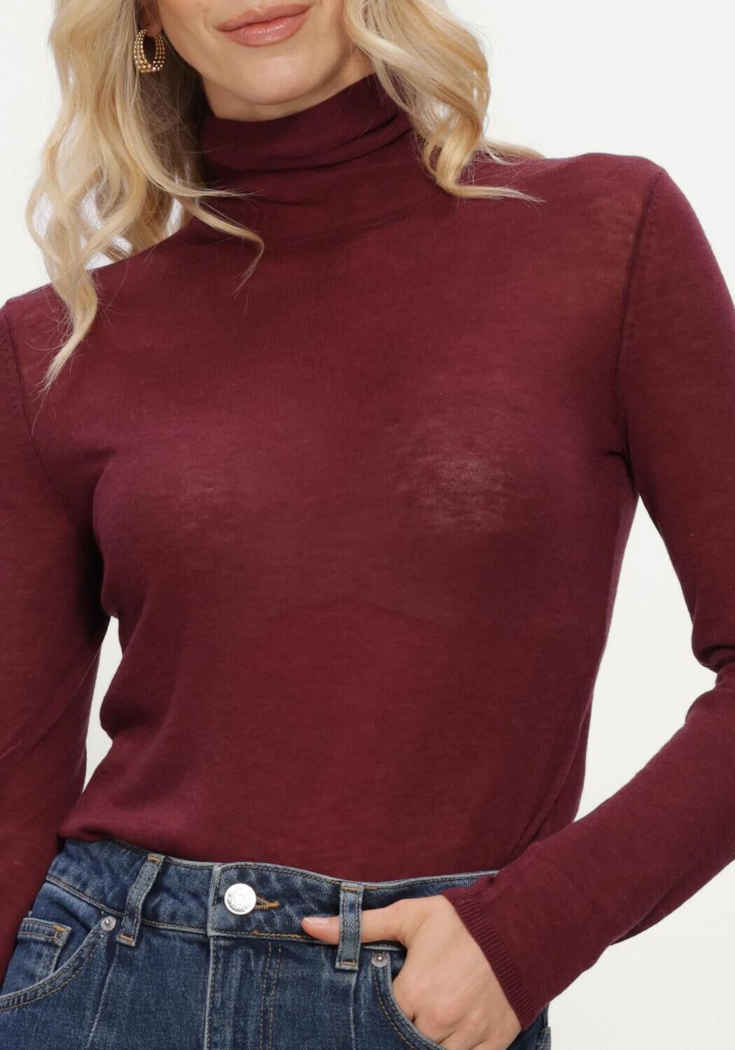 SELECTED WOMEN Dames Tops & T-shirts Slwvendy Wool Ls Knit Roll Neck Bordeaux