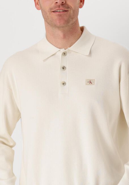 Witte CALVIN KLEIN Polo COTTON POLO SWEATER - large