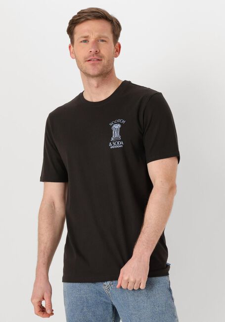 Zwarte SCOTCH & SODA T-shirt LEFT CHEST ARTWORK T-SHIRT - large