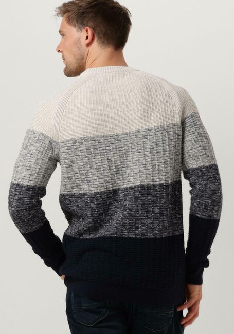 Donkerblauwe CAST IRON Trui CREWNECK CASUAL STRIPE CREWNECK - large