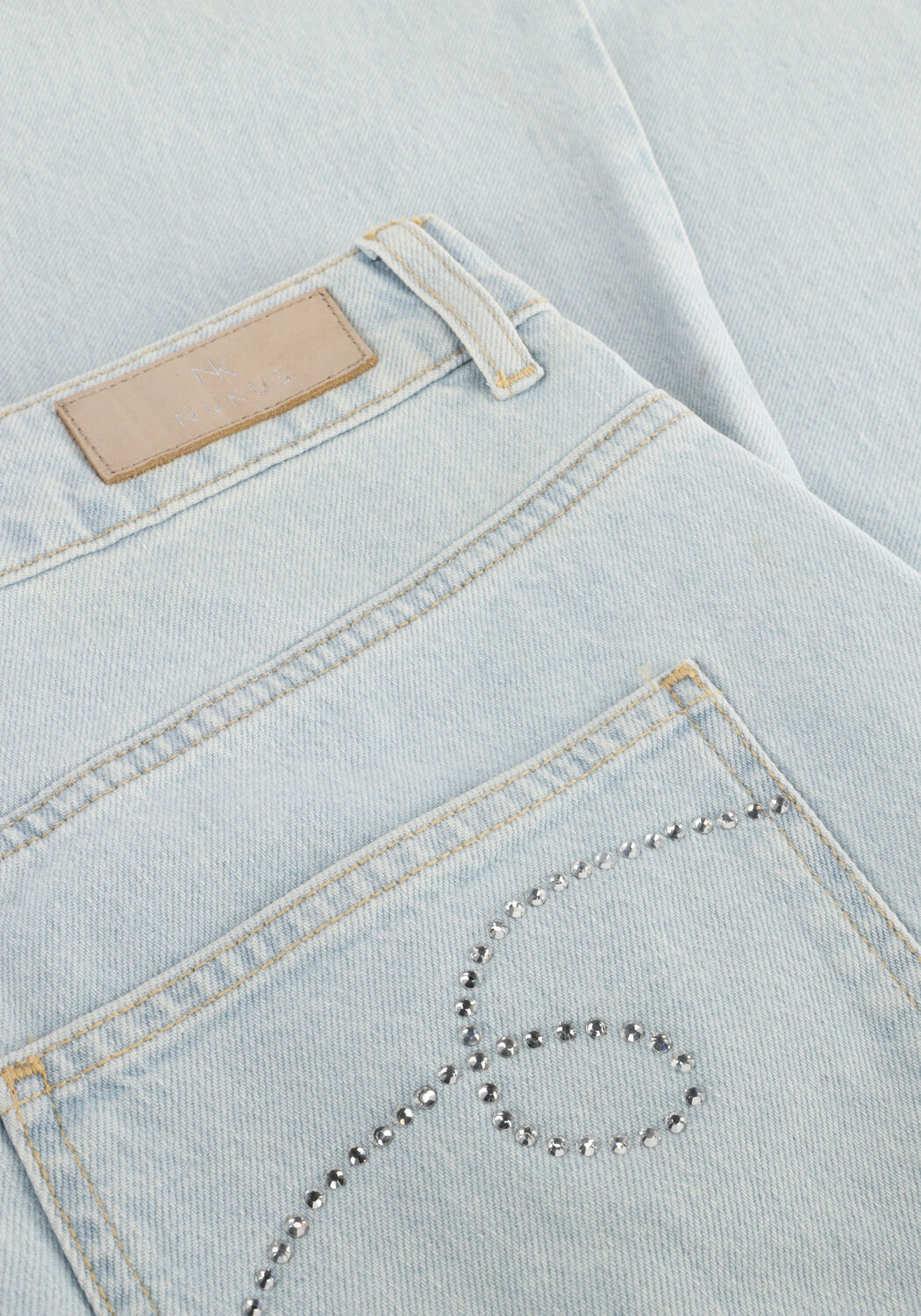 Lichtblauwe NUKUS Straight leg jeans ABBY PANTS DENIM STRASS - large