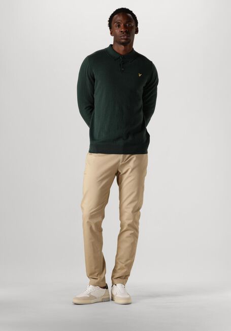 Donkergroene LYLE & SCOTT Trui COTTON MERINO LONG SLEEVE KNITTED POLO - large
