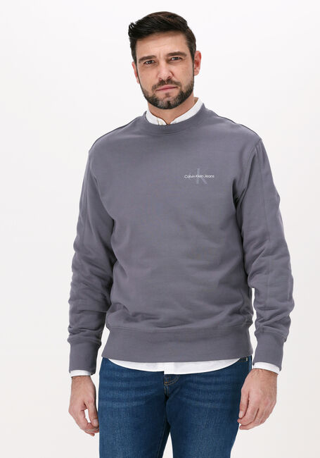 Grijze CALVIN KLEIN Sweater MONOGRAM LOGO CREW NECK - large