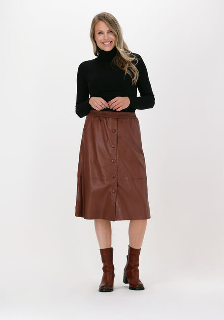 Cognac SUMMUM A-lijn SKIRT LAMBSLEATHER - large