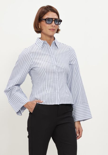 Lichtblauwe NEO NOIR Blouses ROSA STRIPED CREPE SHIRT - large