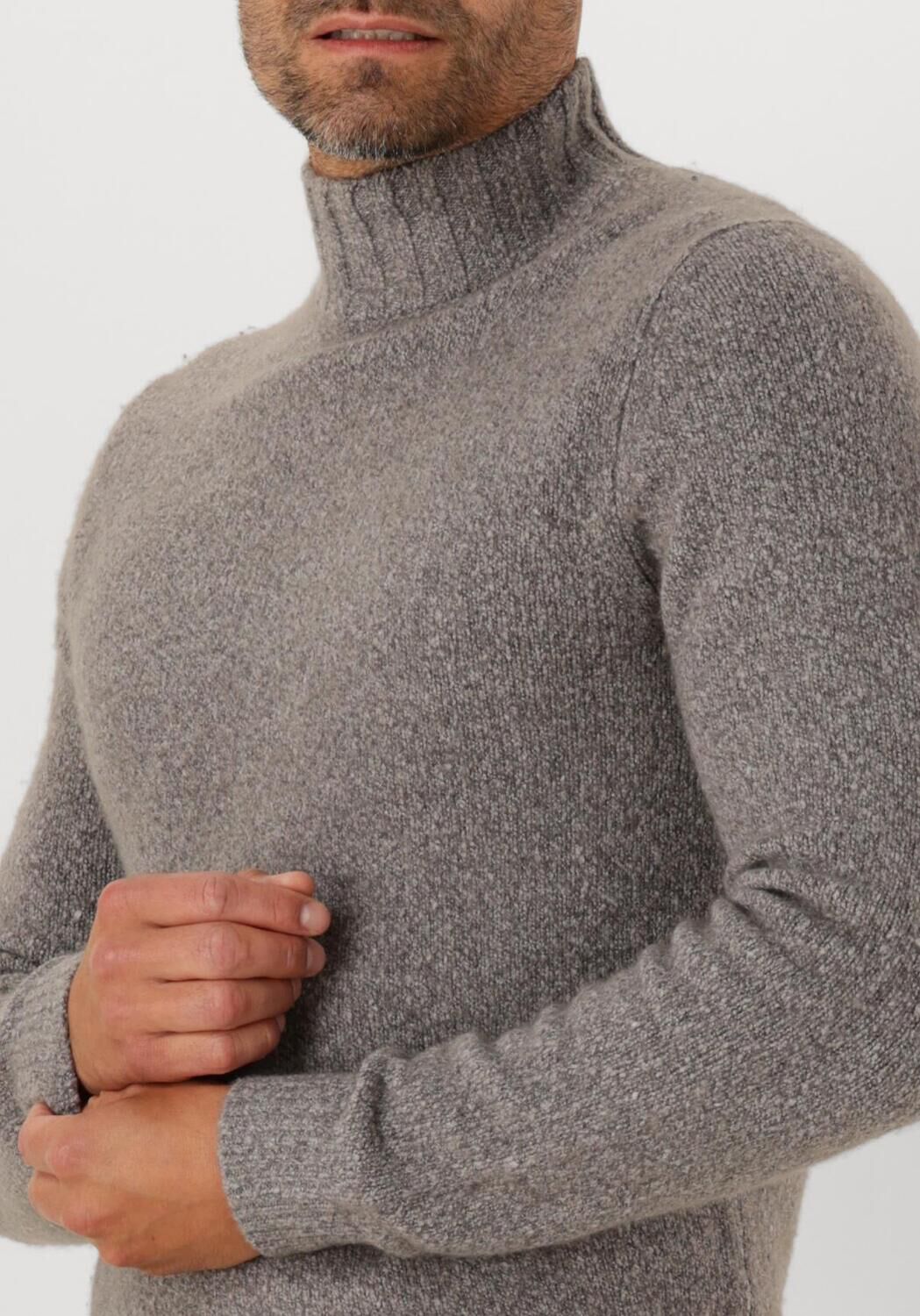Profuomo Heren Truien & Vesten Pullover Mock Neck Boiled Wool - Bruin, foto 4