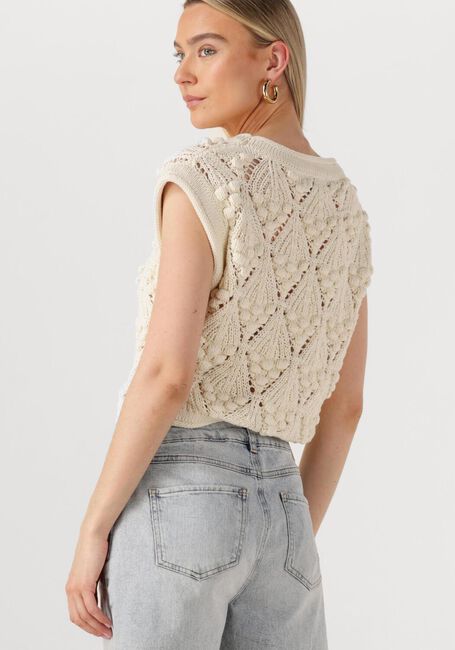 Creme ROUGE EDIT Top ROUSEVERINE SS O-NECK KNIT TOP - large
