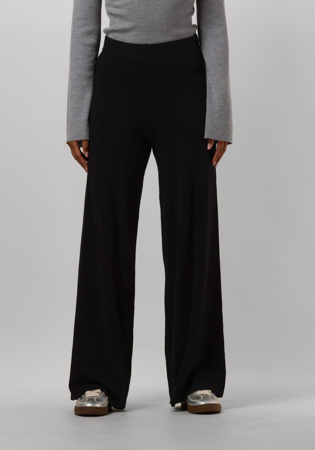 My Essential Wardrobe Zwarte Gebreide Broek Losse Pasvorm Stijl Black Dames