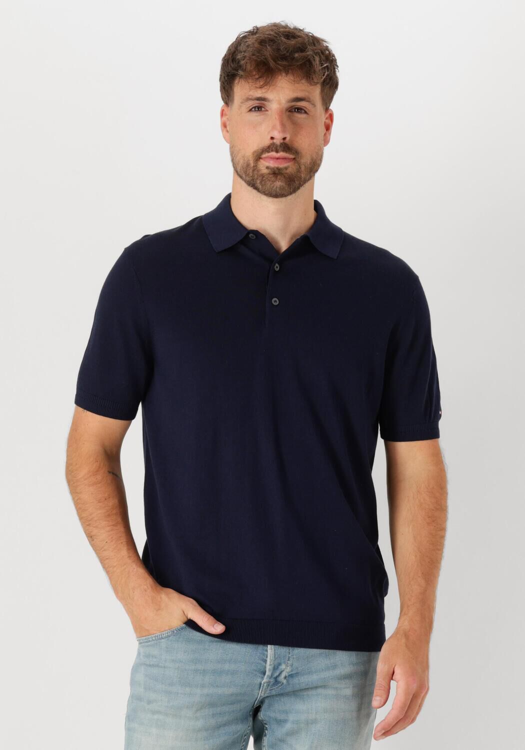 TOMMY HILFIGER Heren Polo's & T-shirts Dc Cotton Lyocell Polo Blauw