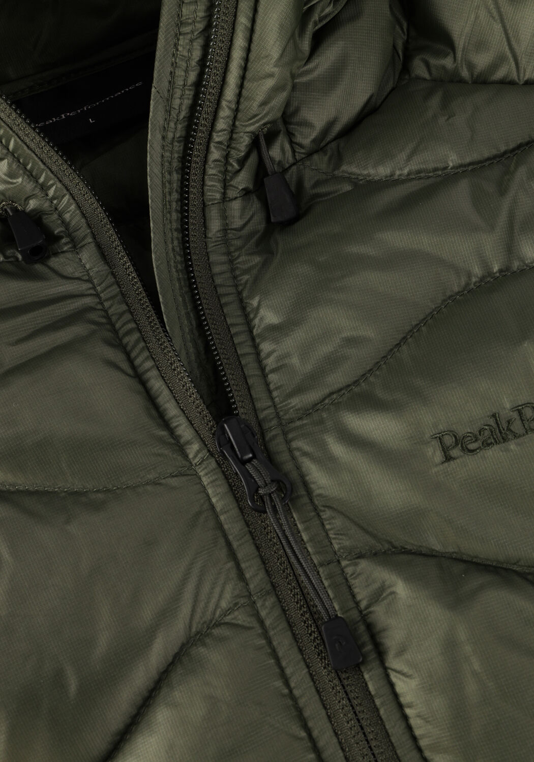 Groene PEAK PERFORMANCE Gewatteerde jas M HELIUM DOWN HOOD JACKET - large