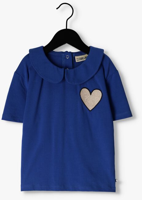 Donkerblauwe CARLIJNQ T-shirt SUNNIES - COLLAR T-SHIRT WT EMBROIDERY - large