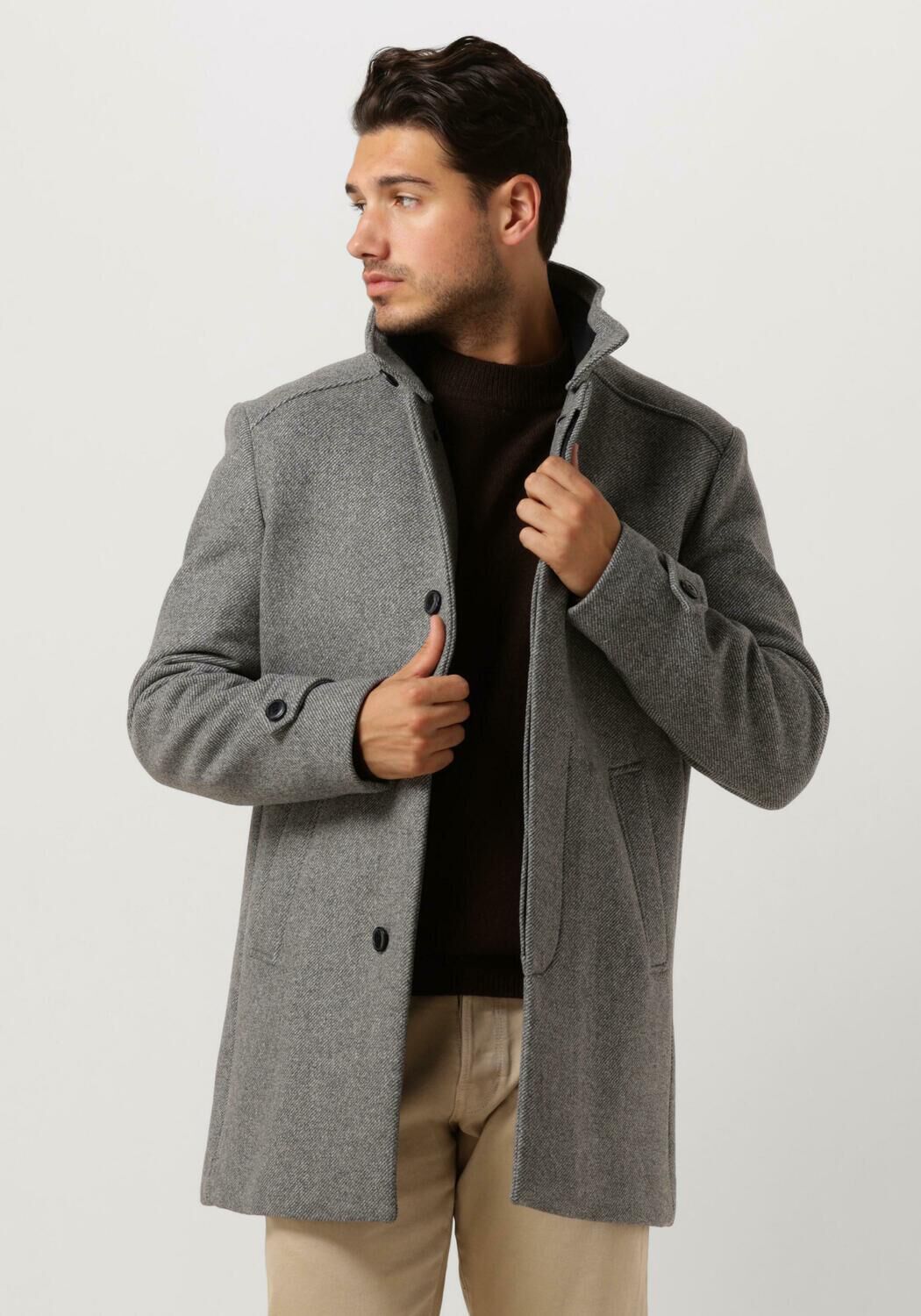 SELECTED HOMME Heren Jassen Slhreuben Wool Coat B Noos Grijs