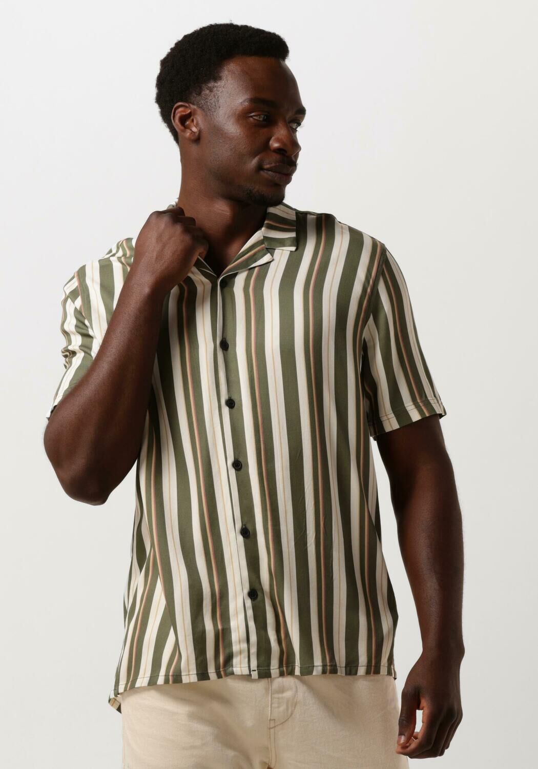 olijf anerkjendt casual overhemd akleo s s viscose aop